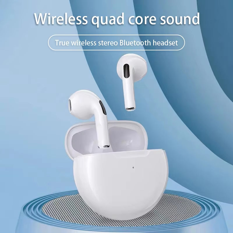 TWS Pro 6 Earphone Bluetooth Headphones with Mic 9D Stereo Hifi Earbuds for Iphone IOS Android Wireless Bluetooth Headset