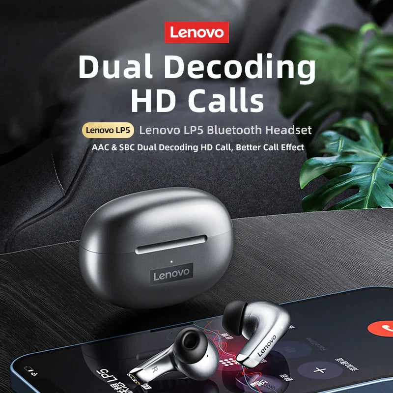 **Lenovo LP5 Wireless Bluetooth Earbuds: Hi-Fi Sound & Waterproof Design**